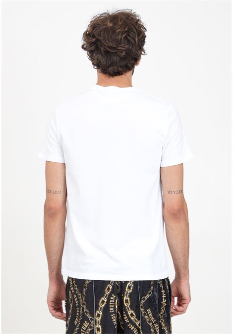 T-shirt a manica corta bianca da uomo con stampa logo V-Emblem VERSACE JEANS COUTURE | 77GAHT00CJ00TG03